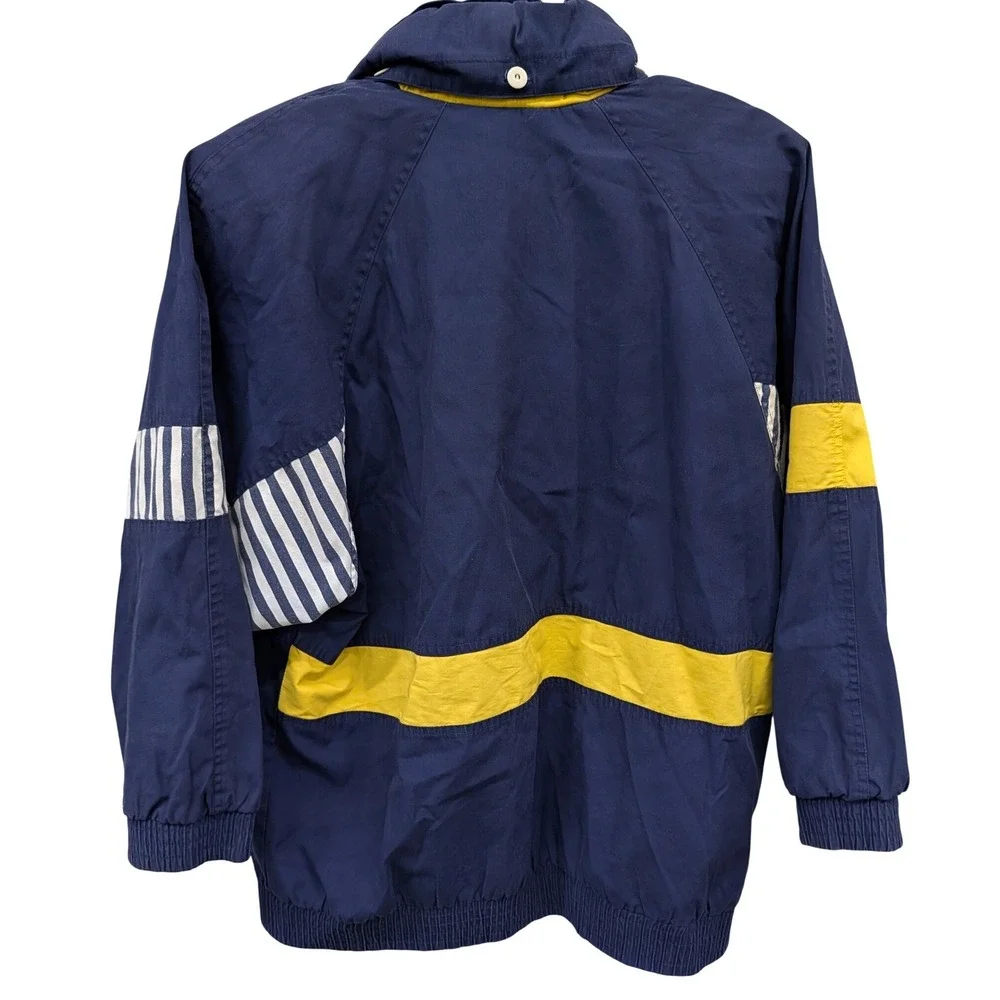 Vintage Men's Braefair Sport Nautical Colorblock Windbreaker‎ Navy Yellow- L